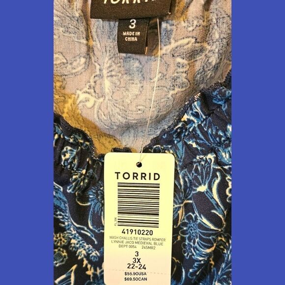 TORRID Plus Size Challis Floral Tie Strap Romper SIZE 3X - Picture 4 of 16